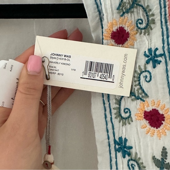 NWT Johnny Was white embroidered kimono XL - Picture 7 of 7